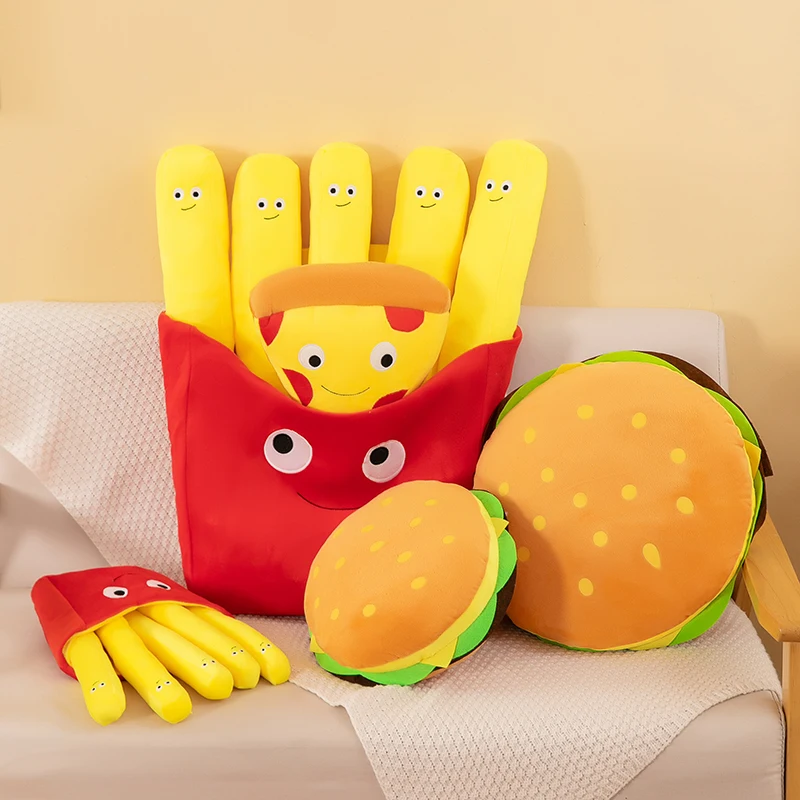Foody Snacks - French Fries แฮมเบอร์เกอร์ของเล่นตุ๊กตาน่ารักพิซซ่า Foodie Snack โยน