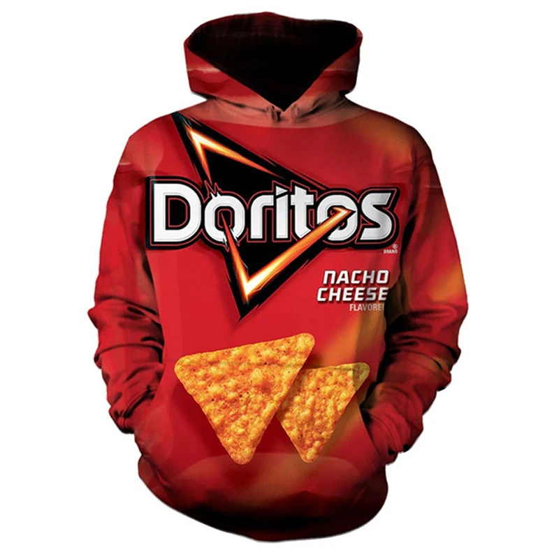 Food Snacks For Kids - Hoodies มันฝรั่งทอดถุงขนมตลก 3d พิมพ์เสื้อผู้ชายผู้หญิง Hooded ขนาดใหญ่