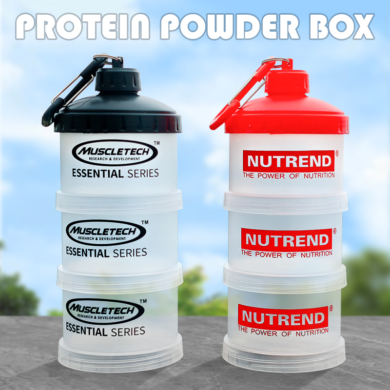 Food Protein Snacks - 3 ชั้นแบบพกพากล่องผงโปรตีนช่องทางกล่องแป้งฟิตเนสอาหารเสริมขวดแต่ละชั้นกล่องยากล่องขนม