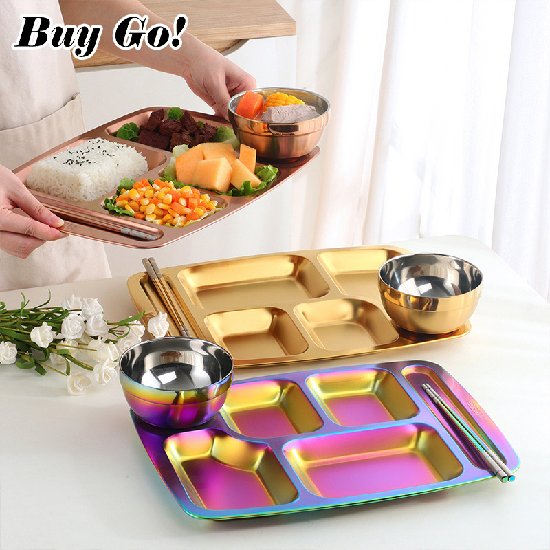 6ส่วนสแตนเลสสตีลอาหารถาดแบ่งอา - Food Snacks To Buy บทวิจารณ์และราคา