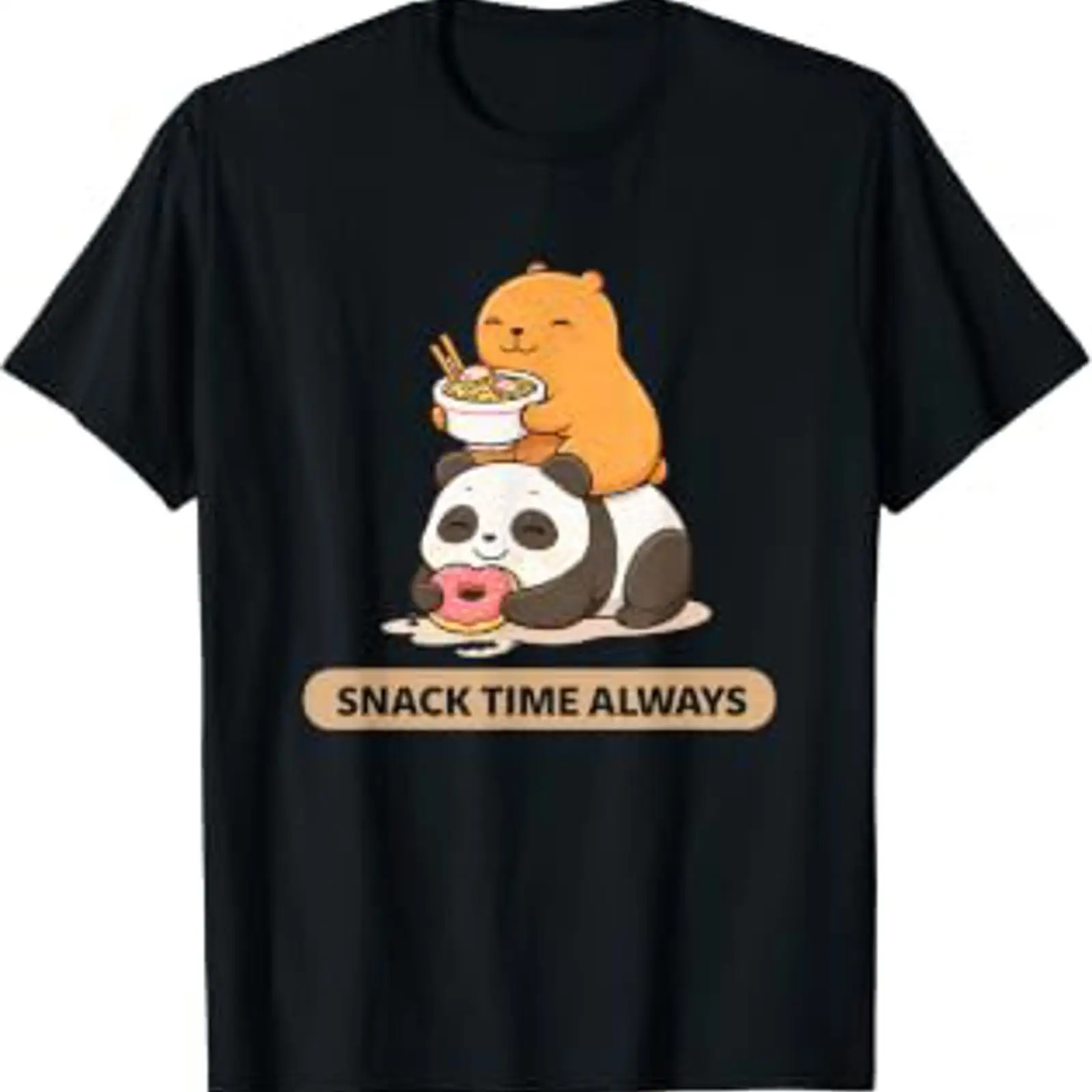 เสื้อยืดลายคาปิบาร่าแพนด้าสุดน - Foody Snacks บทวิจารณ์และราคา
